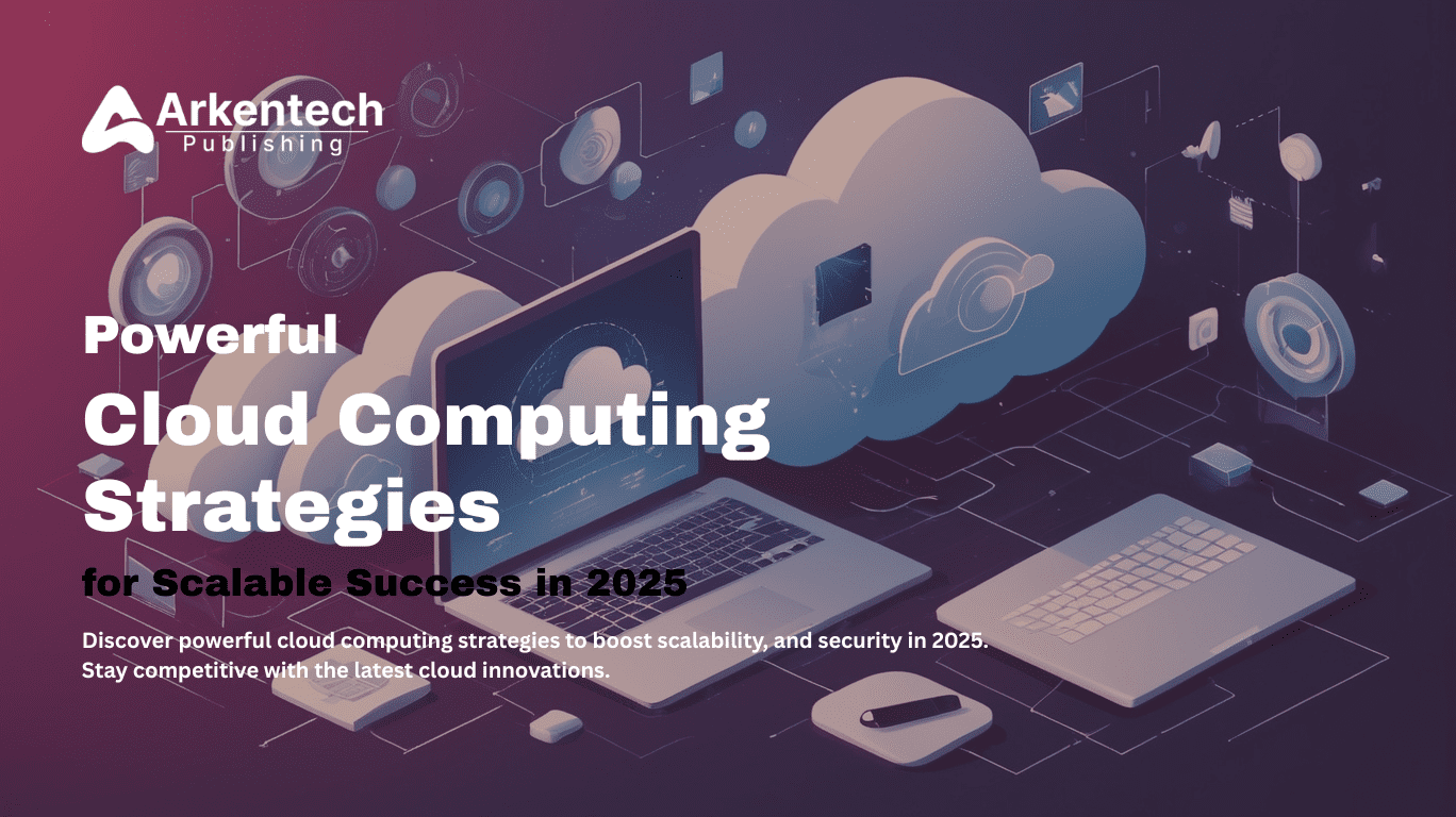 Diagram showing key cloud computing strategies in 2025 including hybrid cloud, cost optimization, and security models